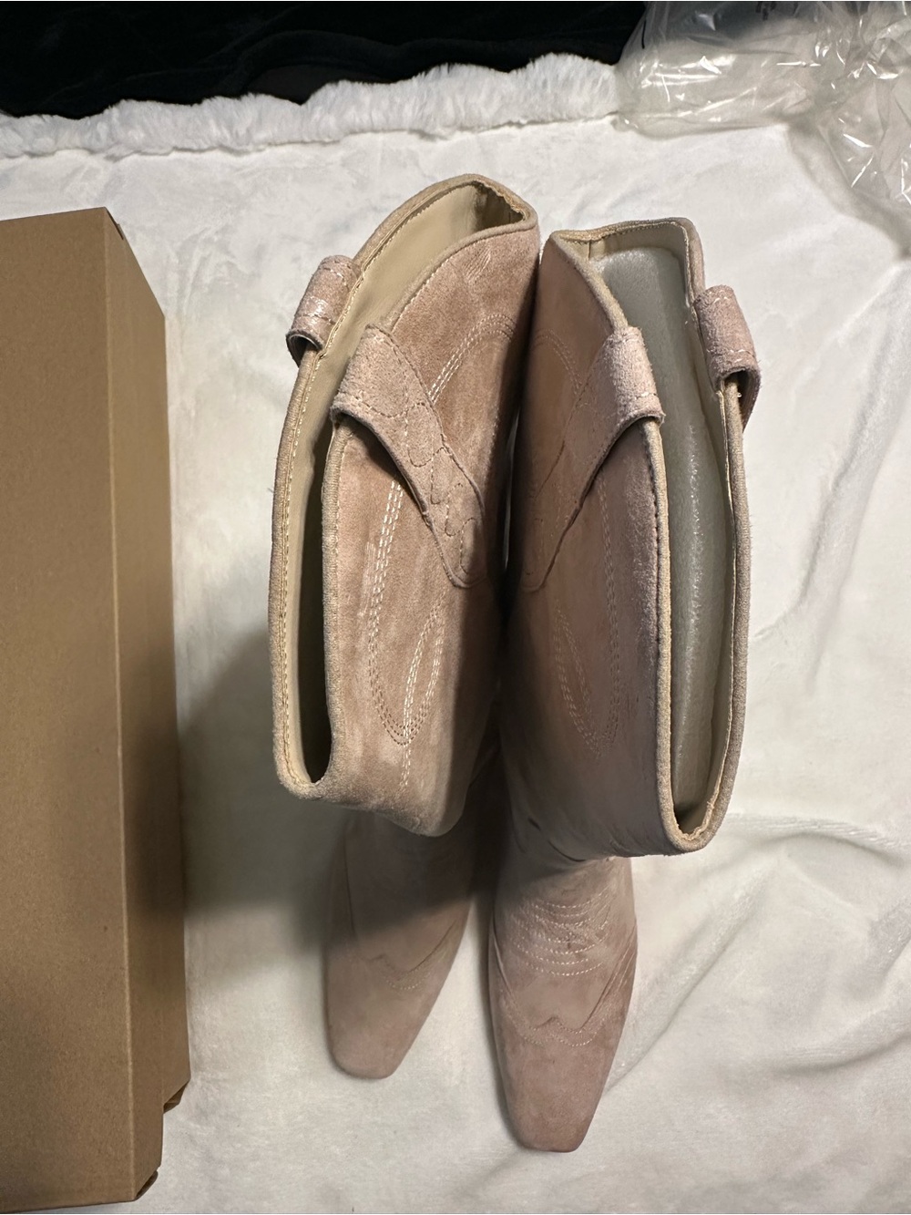 Steve Madden Blush Pink Suede Western Knee Boots - Picture 4 of 8